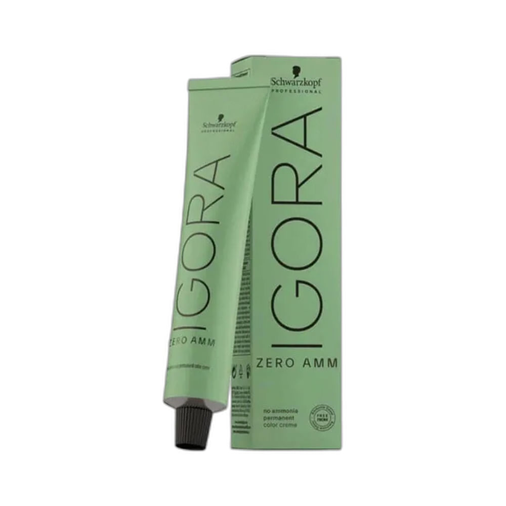 Coloração Igora Zero Amm 4.0 Castanho Médio Natural Schwarzkopf embalagem verde clara
